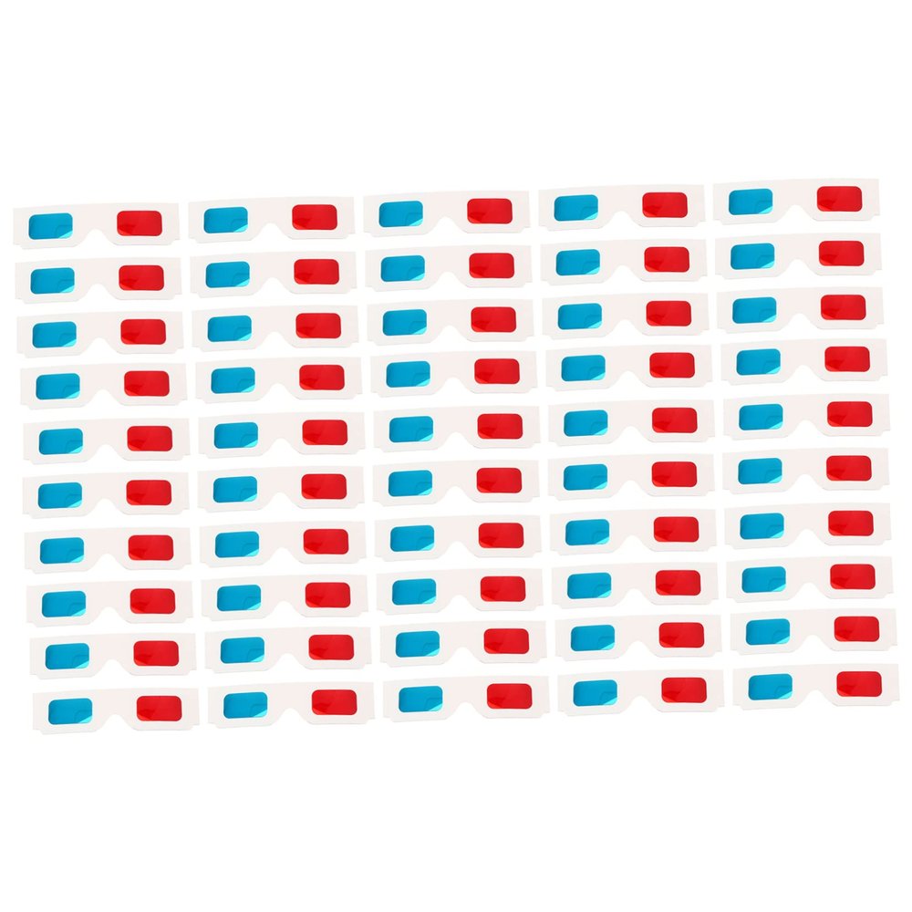 Yardenfun 100pcs Disposable Anaglyph Cardboard Glasses for Movies Video Games and Home Theater Lightweight Portable Paper Glasses for Boys and Girls and Adults