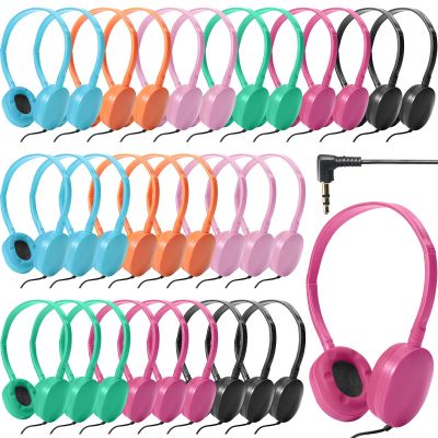 Kanayu 30 Pack Wired Headphones, Adjustable On Ear Headphones, Kids Headphones with Stereo, Children Headphones Earbuds for Kids, Boys, Girls, Schools, Laptop, Travel, Plane, Tablet (Multicolors)