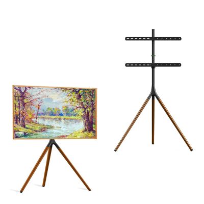 LIUZQWAED Portable TV Floor Stand - Floor Standing Tripod TV Stand - TV Stand from 45 to 65 Inch, Elegant Black Tripod TV Stand, 70 Swivel and Height Adjustable Monitor Stand
