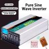 Pure Sine Wave, Power Inverter 12V/24V/48V/60V/72V DC to 100-220V AC with Wireless Remote Control and Dual Outlets and LCD for RV Truck Boat Camping,8000W-24V view 2