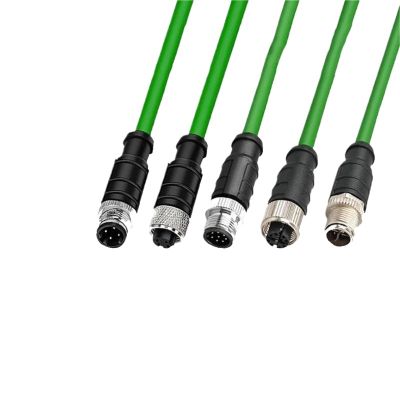 1pc M12 Profinet Industrial Line 4 8 Pin A/D/X Type Male to Male to Female Extension Wire Shielded CAT6 Ethernet Network Coding Cord(8Pin A type F-F,300CM)