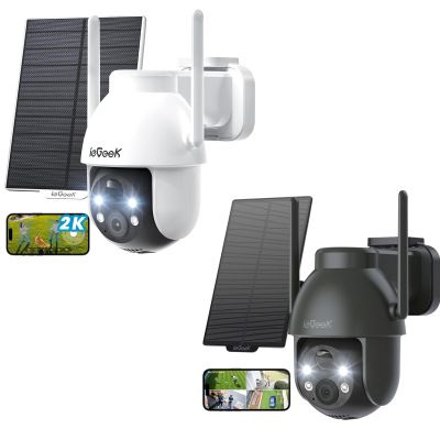 ieGeek Security Cameras Wireless Outdoor, 2K Solar WiFi Camera for Home Security System, Battery Powered Surveillance Cam with Solar Panel, 360 PTZ Color Night Vision, Motion Sensor, Works with Alexa