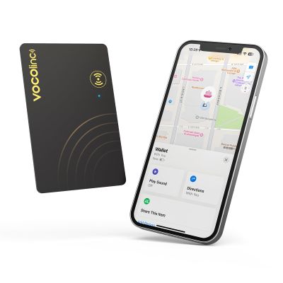 [Apple MFi Certified] VOCOlinc Air Card Tag Rechargeable Wallet Tracker 1.6mm, Item Finder Work with Apple Find My APP (iOS Only, Android not Supported), Bluetooth Locator for Luggage, Suitcase, Bags