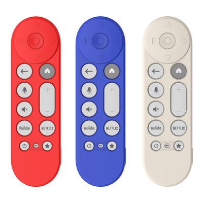 [3 Pack] AGENTNANO for Google TV Streamer 4K Silicone Remote Case Cover, Google TV Remote Control Protective Sleeve for Google TV Streamer 4K Controller with Lanyard(Red+Blue+Apricot)