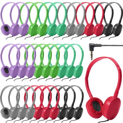 Flutesan 30 Pack Wired Headphones, Adjustable On Ear Headphones with Stereo, Earbuds for Schools, Laptop, Travel, Plane, Tablet(Multi-Colors)