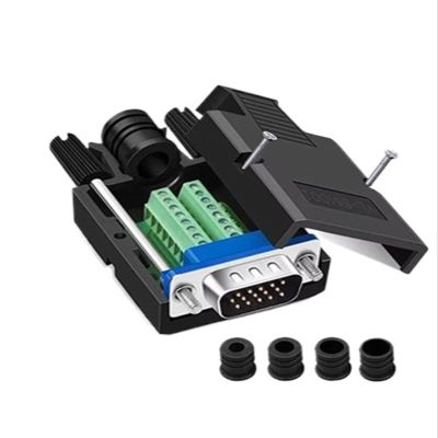 1PC VGA 3+9 Solderless Connector 15Pin 3+6 Breakout Terminal Joint Weld-Free DB15 3-Row Male Female Computer Monitor Projector(3 6 Female Screw)