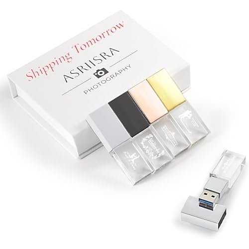 10Pack Custom Your Wedding Crystal USB 3.0 Flash Drive for Storing Photo/Video, 32GB High-Speed Pendrive with Colourful LED Light Used in Photography/Wedding Day- Printing Personalized Words or Logo