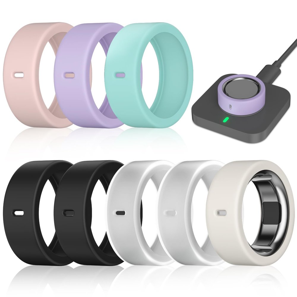 8 Pack Ring Cover Compatible with Oura Ring Gen 4/Oura Ring Gen 3/Oura Ring Gen 3 Horizon, Surport Charging with Cover on, Anti-Scratch Elastic Silicone Ring Protector for Men Women Working Out Gym