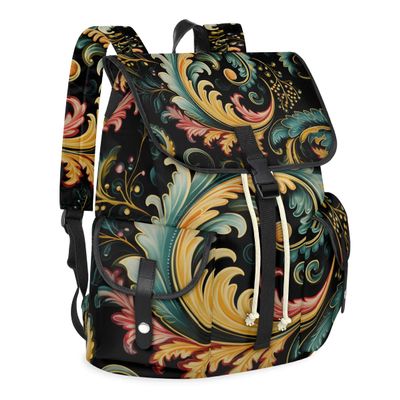 Shoblo Carry on Backpack Elegant Floral Print Lightweight Waterproof Travel Backpack for Men & Women, Vintage Laptop Backpack Ideal for Work, Travel & College (13x6.3x16.5 in)