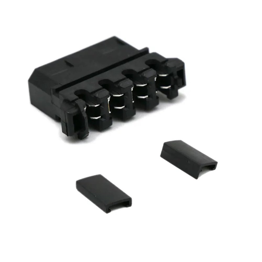 Chunsu 10pcs Black/Red/Clear Crimp Molex/IDE Crimped 4pin Power Connector Housing with End Cap 180 Degree and 90 Degree(with 180 Degree Cap,11)