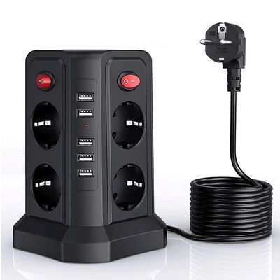 HIONJIN Vertical Power Strip Circuit Surge Protection Socket Tower Outlets 2m Extenstion Cord