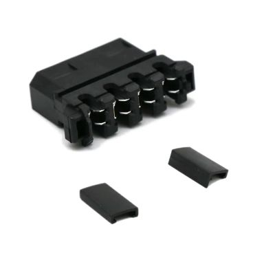 Chunsu 10pcs Black/Red/Clear Crimp Molex/IDE Crimped 4pin Power Connector Housing with End Cap 180 Degree and 90 Degree(with 90 Degree Cap,11)