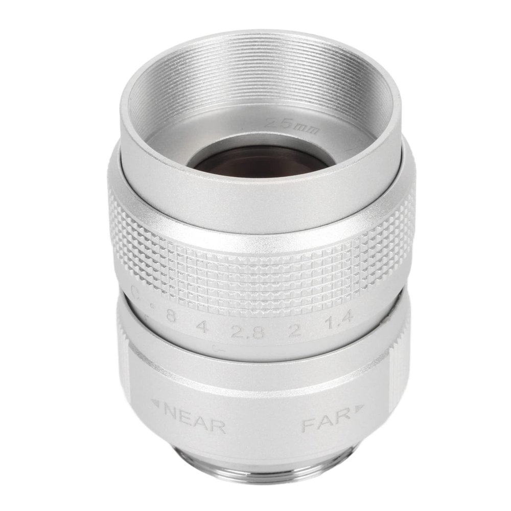 ARDKOP 25mm F1.4 CCTV Lens Manual Adjustment Advanced Optics Widest Field of View Image Rugged and Range of Applications for Bars Shops Parking Houses and Warehouses (Black)(Silver)