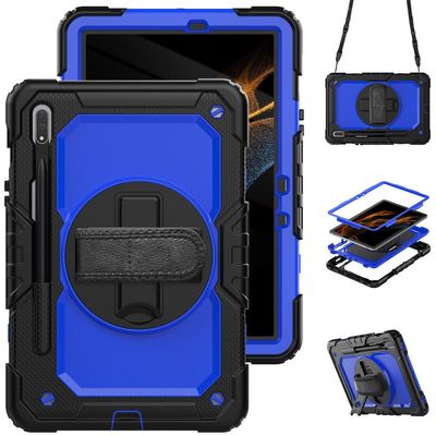 for Samsung Galaxy Tab S7 SM-T870 T875 T876b Case 11.0" Tablet Case 3 in 1Double Silicone with Screen Protector Frame [Hand Strap&Shoulder Strapp] - I