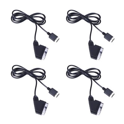 1.8m TV AV Connection Game Cord Compatible with The PS 1/2 / 3 Video Game Game Console Cable Line Compatible with The Play Station Console RGB SCART Cable(4pcs)