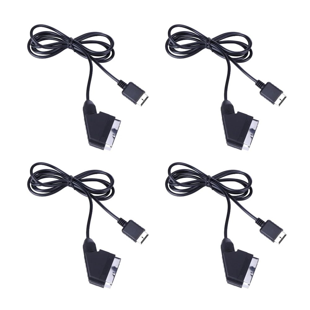 1.8m TV AV Connection Game Cord Compatible with The PS 1/2 / 3 Video Game Game Console Cable Line Compatible with The Play Station Console RGB SCART Cable(4pcs)