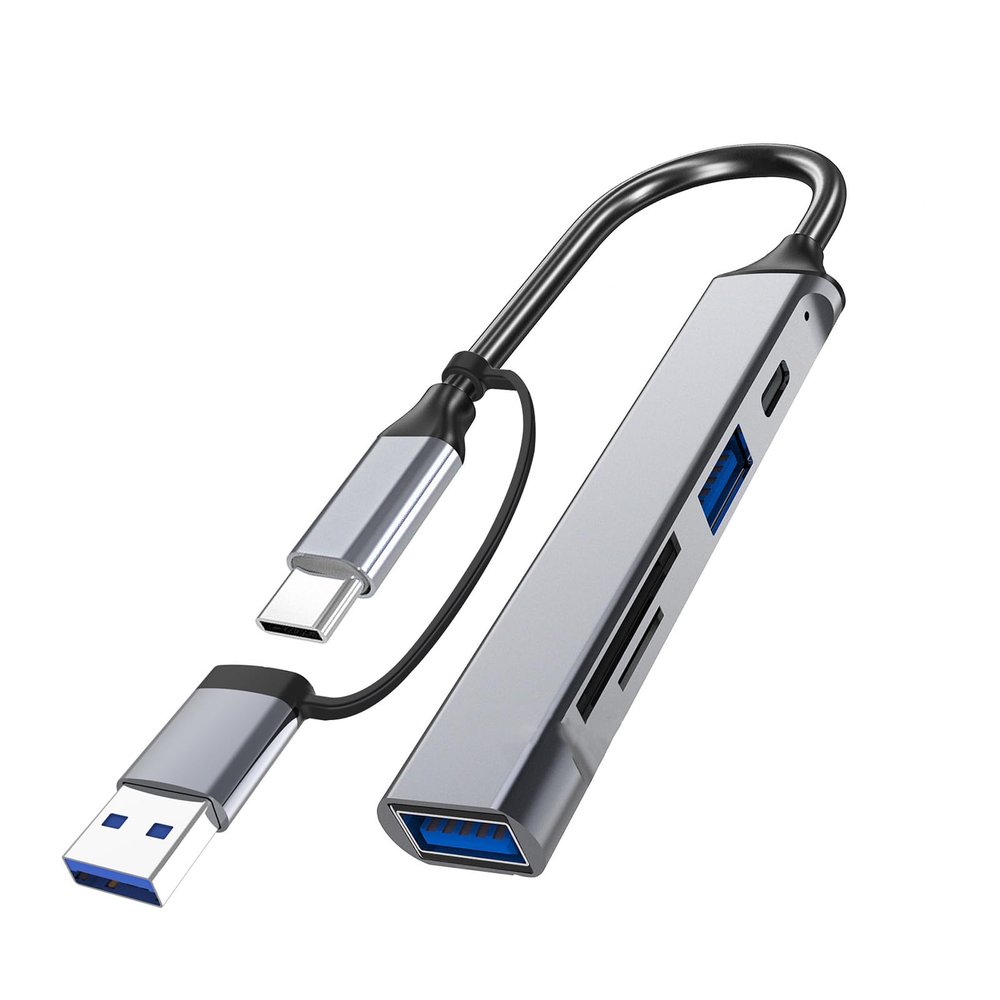 GRABAGECAN USB C+USB Hubs 5 Port Adapter for 5 in 1 USB C/USB Hubs Dongle Portable USB C Hubs Memory Card Adapter Reader for Laptops