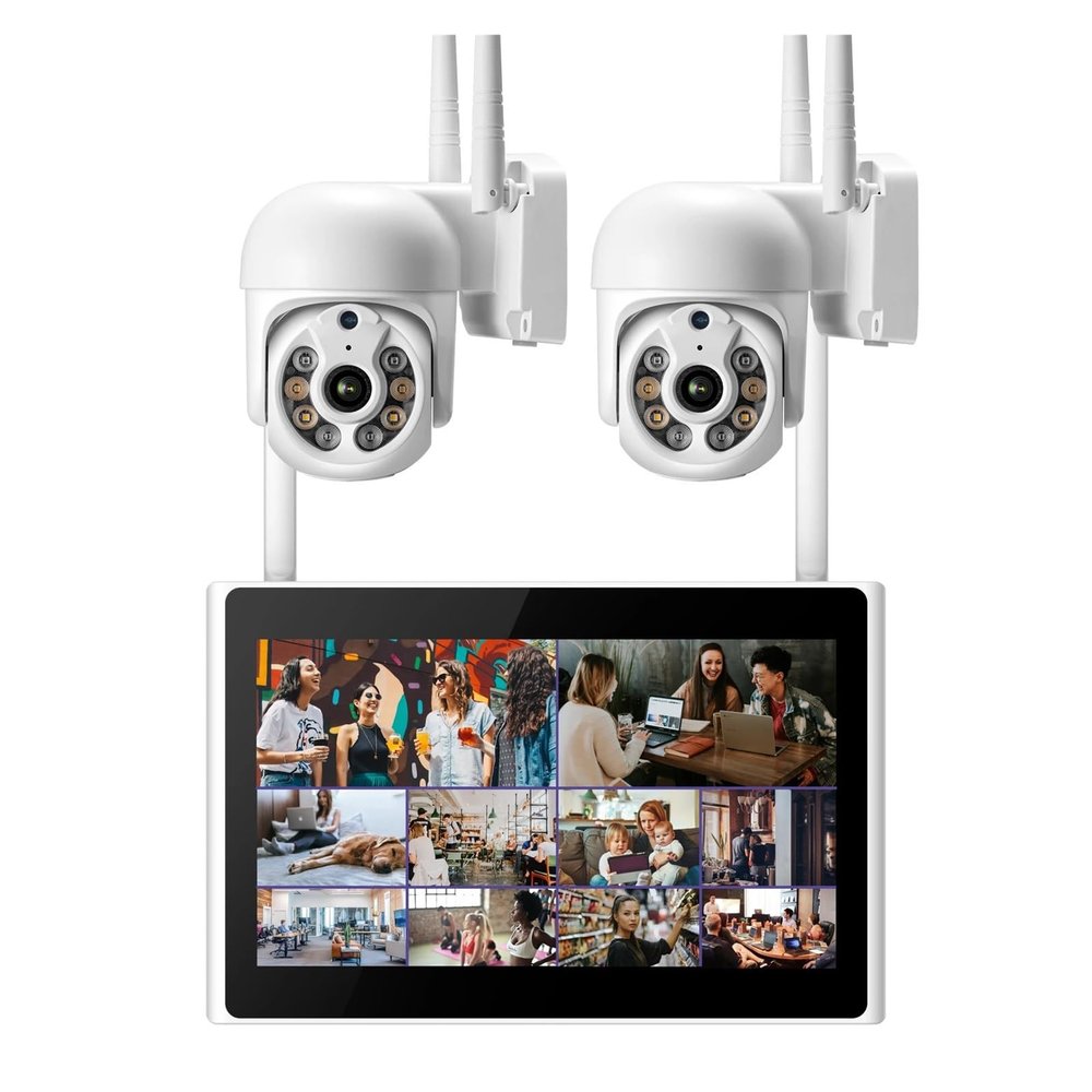 QDVOPHZA WiFi PTZ IP Camera System 10.1'' LCD Screen Monitor NVR Kit AI Human Auto Tracking Wireless CCTV Video Surveillance Set(None,NVR and 2Cameras)