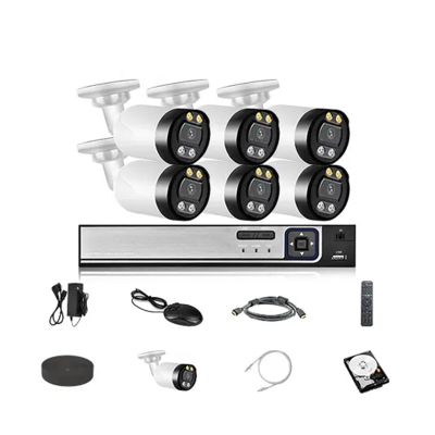 QDVOPHZA 4K Bullet Camera 8MP Closed Circuit Television System Kit 8-Way NVR Outdoor Bidirectional Audio Safety Monitoring Camera(None,8CH NVR and 6PCS)