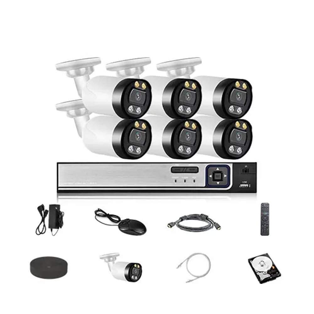 QDVOPHZA 4K Bullet Camera 8MP Closed Circuit Television System Kit 8-Way NVR Outdoor Bidirectional Audio Safety Monitoring Camera(None,8CH NVR and 6PCS)