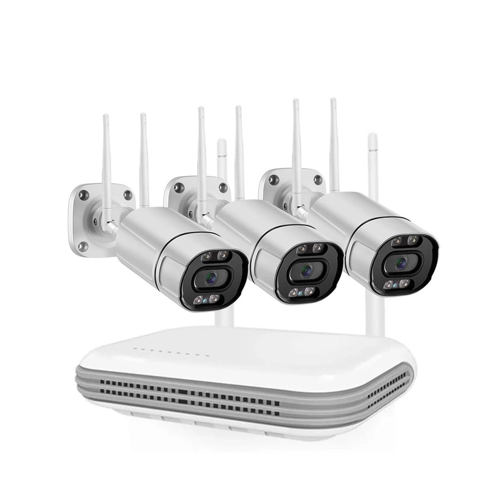 QDVOPHZA HD 8CH Wireless CCTV System 3MP IP NVR WiFi Outdoor Camera Kit Security System Video Surveillance LCD Monitor Nightvison(None,NVR with 3PCS Camera_U/S)