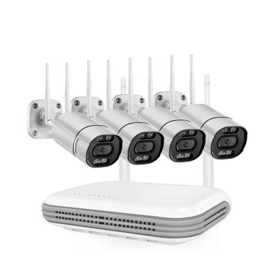 QDVOPHZA HD 8CH Wireless CCTV System 3MP IP NVR WiFi Outdoor Camera Kit Security System Video Surveillance LCD Monitor Nightvison(None,NVR with 4PCS Camera_E/U)