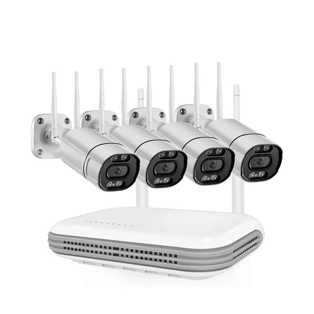 QDVOPHZA HD 8CH Wireless CCTV System 3MP IP NVR WiFi Outdoor Camera Kit Security System Video Surveillance LCD Monitor Nightvison(None,NVR with 4PCS Camera_E/U)