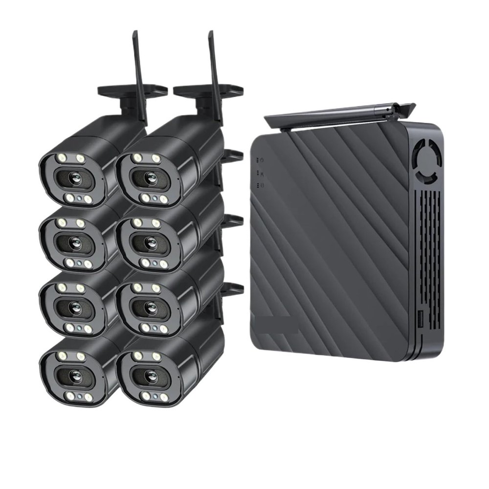QDVOPHZA 5MP Wireless CCTV System 8CH NVR WiFi Camera Kit IP Cameras Security Audio Video Surveillance Set Two Way Audio Monitor(8PCS 3MP Camera)