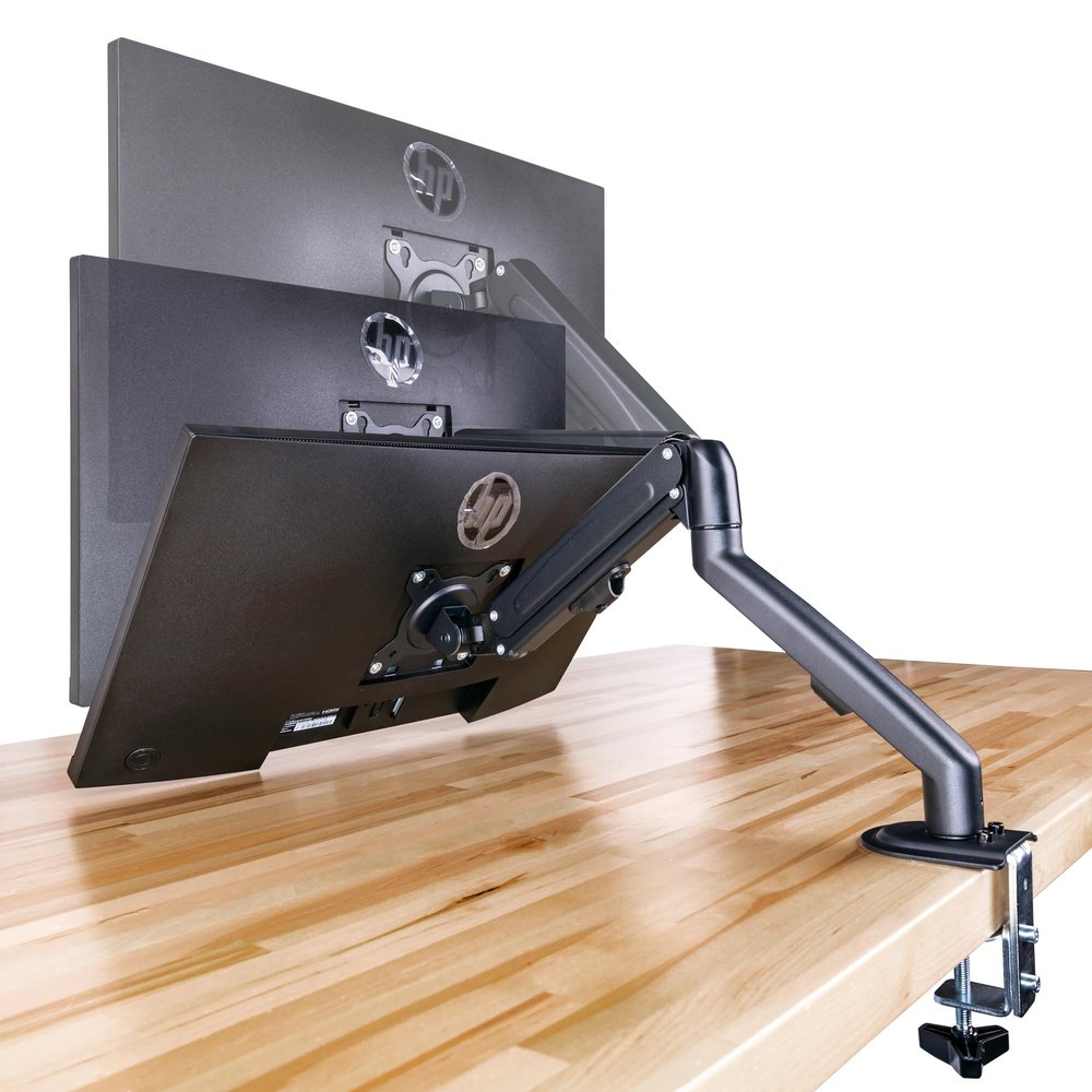 Ergoflexy EFX-1-1 Single Monitor Desk Mount Arm, Adjustable Arm for 17-27" Monitors, Full Motion Swivel, Tilt & Rotation, Height Adjustable, VESA Compatible, Space-Saving Design