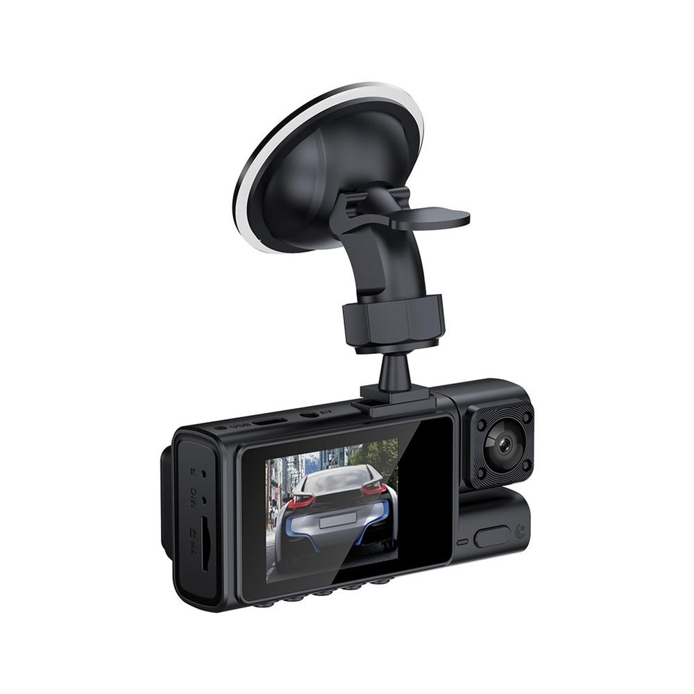 FEMKFAXF 3 Channel Dash Cam Motion Detection HD 1080P Driving Recorder G-Sensor Night Vision Front Rear Inside Camera 24H Parking Monitor(Without WiFi)
