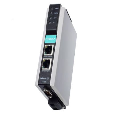 Moxa NPort IA-5150 Device Server - 1-Port RS-232/422/485 Device Server, 2 10/100BaseT(X) Ports (RJ45 connectors, Single IP), 0 to 55C