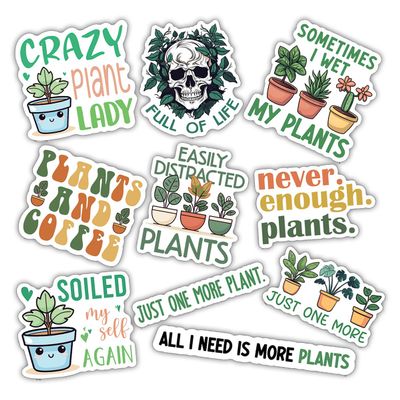10pcs Plant Lover Sticker Sheet, Cute Botanical Vinyl Decals for Gardeners, Houseplant, Nature Fans, Waterproof, UV-Resistant, for Laptop, Water Bottle, Notebook, Planter, Scrapbook (Design 2)