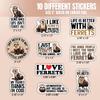 10pcs Ferret Sticker Sheet, Cute and Funny Pet Vinyl Decals for Ferret Owners, Animal Lovers, Waterproof, UV-Resistant, for Laptop, Water Bottle, Journal, Notebook, Phone Case, Cage, Scrapbook view 2