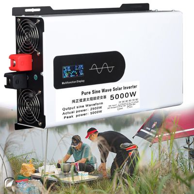 GESAIDES 5000W Power Inverter, DC to AC with Display, AC Outlets, Cables, Pure Sine Wave Inverter, for Car Truck Boat RV Off Grid Solar,72V-110V