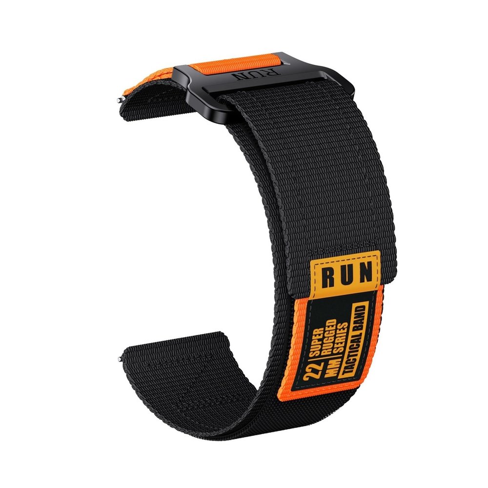 20 22mm Nylon Sports Strap For Huawei GT4 GT5 46mm, For Samsung 4 5 6 7 Wristband, For Garmin Fenix 8 43mm 47mm Wristband(Black orange,22mm)