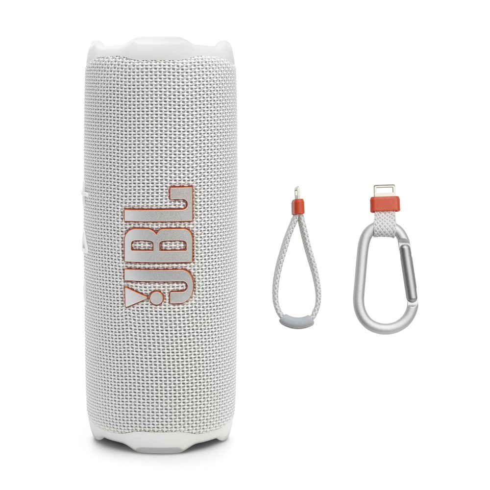 JBL Flip 7 - Portable Waterproof and Drop-Proof Speaker, Bold JBL Pro Sound with AI Sound Boost, 16Hrs of Playtime, and PushLock System with Interchangeable Accessories (White)