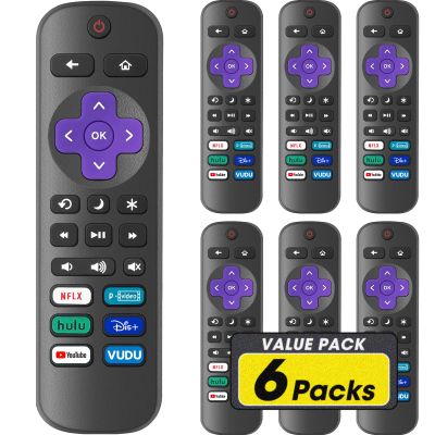 6 Pack Replacement Remote Control for Roku TV, Compatible with All Onn Roku/Hisense Roku/Sharp Roku/Philips Roku/TCL Roku Smart TVs(Not for Roku Stick, Box or Speaker)