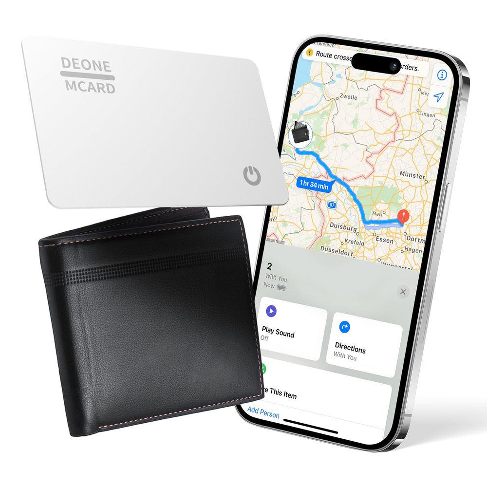 Wallet Tracker Card, Compatible with Find My (iOS Only), Ultra Thin Item Finder for Wallet, Luggage Tag, Passport etc, IPX7 Waterproof (White)