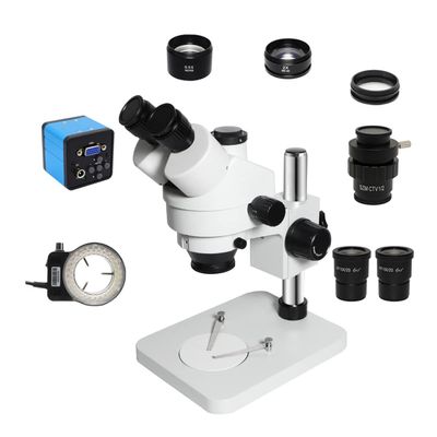 Lab Microscope Accessories 3.5X-90X Trinocular Stereo Zoom Microscope Simul-Focal Industrial Digital Microscope Set for PCB Soldering Repair(VGA add CTV 0.5X)