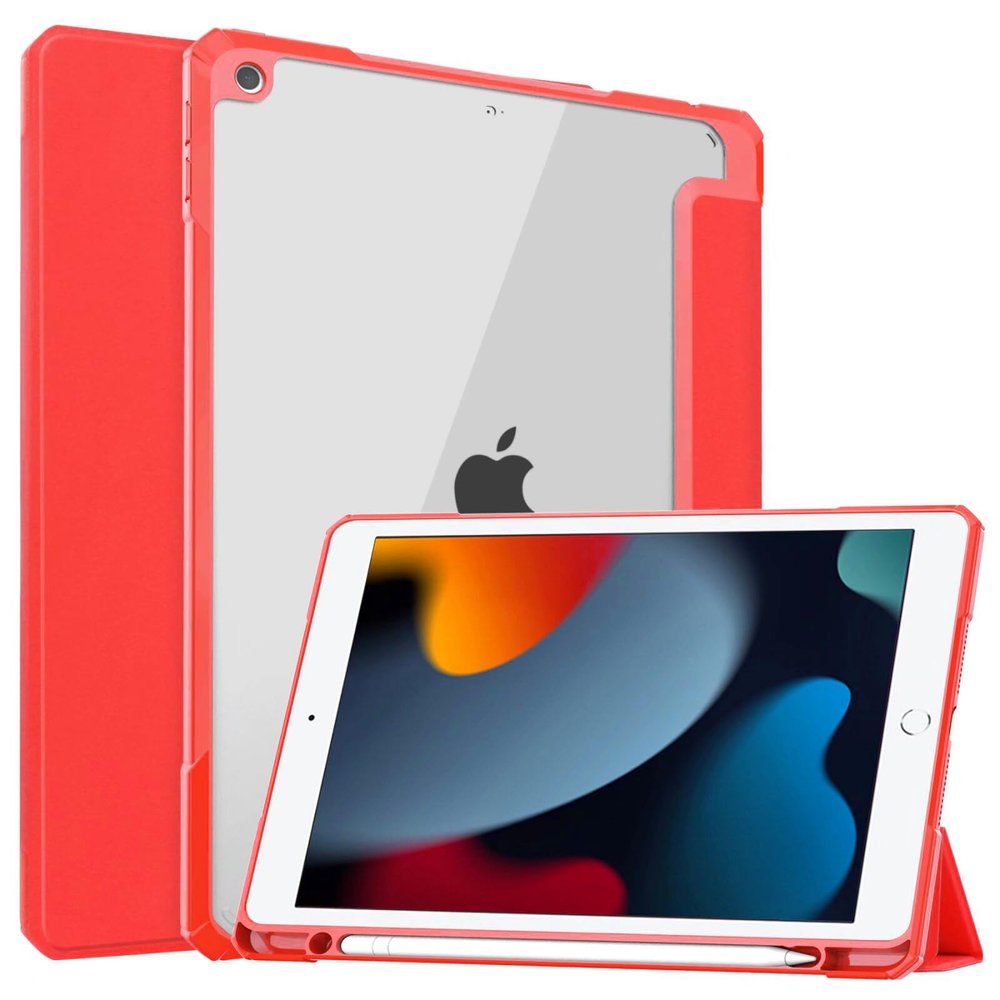 SZLONKOU Tablet Cover for Apple iPad 10.2 7th 8th 9th Gen(2019 2020 2021 Release),Folio Stand Lightweight Sleep/Wake Up Leather Case for Apple iPad 10.2" Generation 7 8 9 (FG-Red)