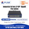 PUSR 16*10/100/1000Mbps RJ45 Port+ 2*GIgabit SFP Slot Industrial Gigabit Ethernet Switch USR-ISG216-SFP view 2