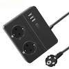 HIONJIN Multiple Power Strip Surge Protection 2 EU Outlets Plugs Sockets with 3 Portss 1.8m Extension Cable for Travel Desktop view 1