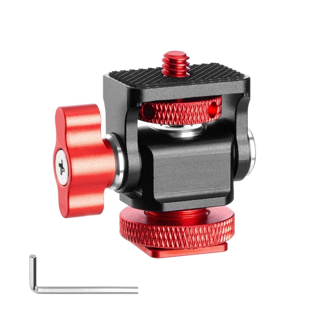 BAIMOQI Adjustable Camera Monitors Mount Hot Shoe Bracket Standard 1/4in 360 Rotation 180 Tilt with Secure Thumbscrew Lock