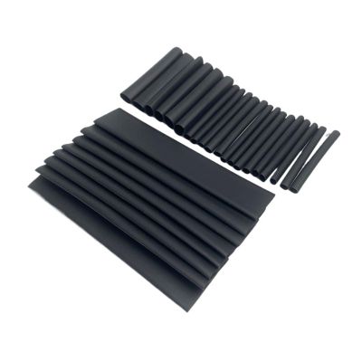 BUDAY 127pcs/lot Heat Shrink Tubing 7.28m 2:1 Black Tube Car Cable Sleeving Assortment Wrap Wire Kit with Polyolefin Assortment