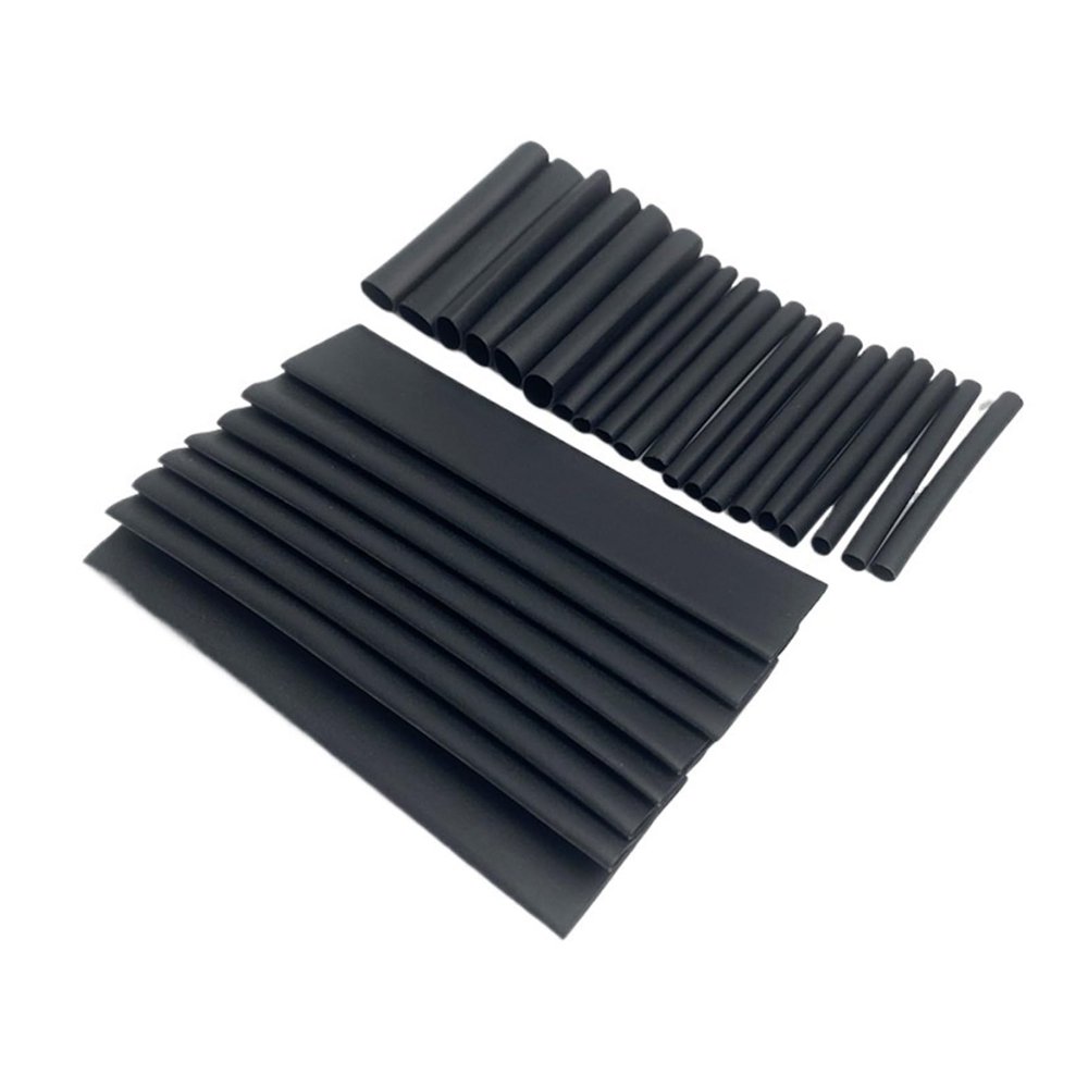 BUDAY 127pcs/lot Heat Shrink Tubing 7.28m 2:1 Black Tube Car Cable Sleeving Assortment Wrap Wire Kit with Polyolefin Assortment