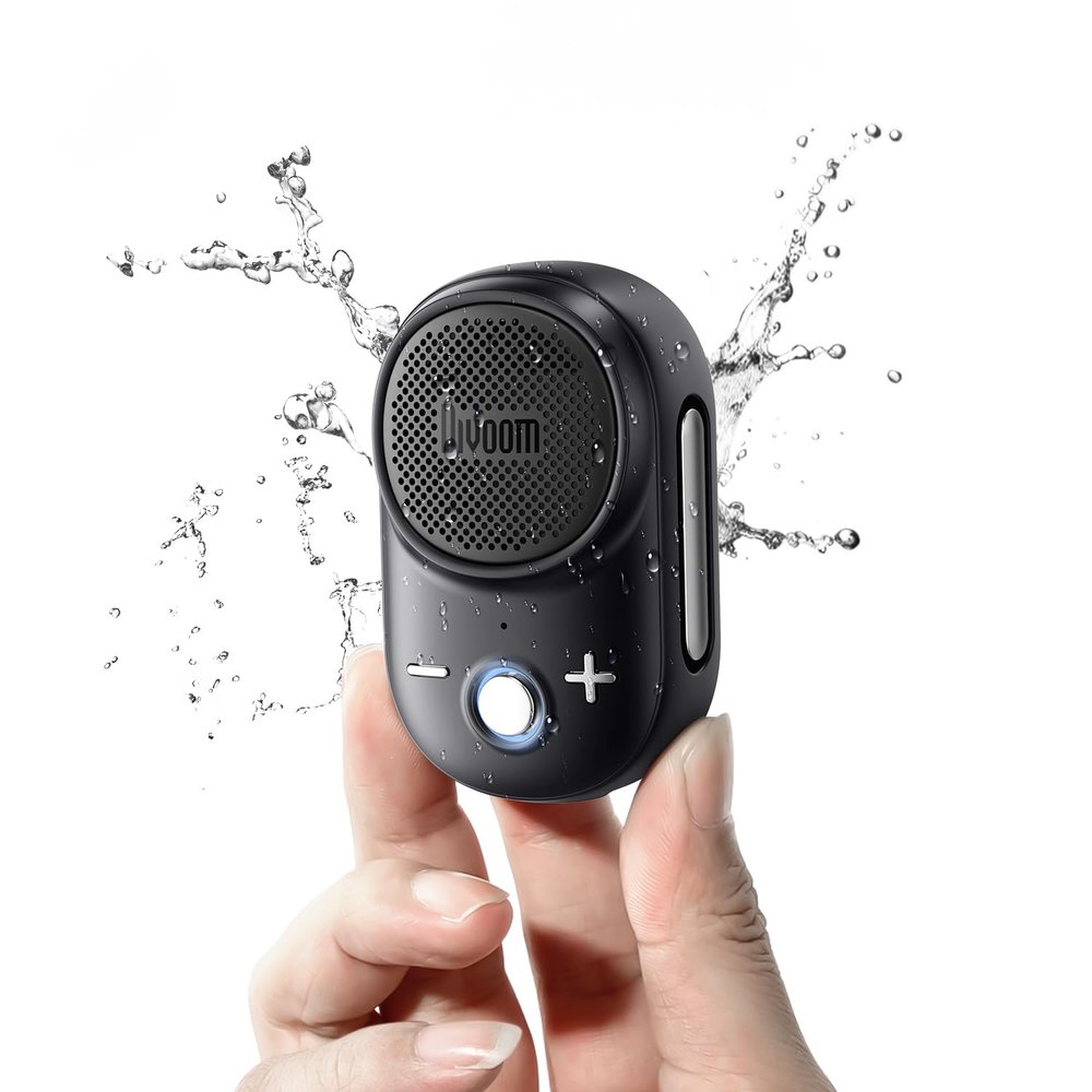 Divoom Itour-S Wearable Bluetooth Speaker, IP67 Waterproof Dustproof, Portable Small Clip-On Bluetooth Speaker, 10H Playtime, for Kitchen, Work, Travel, Biking, Golf, Pool (Black)
