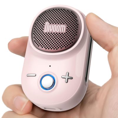 Divoom Itour-S Wearable Bluetooth Speaker, IP67 Waterproof Dustproof, Portable Small Clip-On Bluetooth Speaker, 10H Playtime, for Kitchen, Work, Travel, Biking, Golf, Pool (Pink)