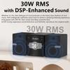 Home Stereo System with CD Player, FM Radio, Bluetooth, AUX in, USB in, Earphone Jack, Remote Control Included, 30W HiFi Shelf Stereo System view 4