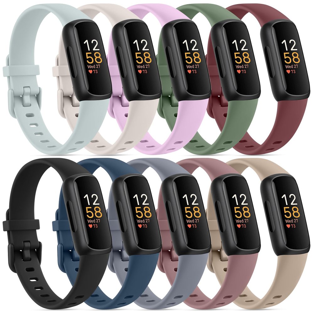 10 Pack Fitbit Inspire 3 Bands - Soft Silicone Adjustable Sport Replacement Straps for Women & Men (10 Pack)