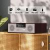 Compact System Micro HiFi System, CD Stereo System, 40 Watts RMS Music System with CD Player, FM Radio, Bluetooth, AUX-in, Headphone Output, DSP Tech, Clear Sounds and Rich Bass Sound,Golden view 2